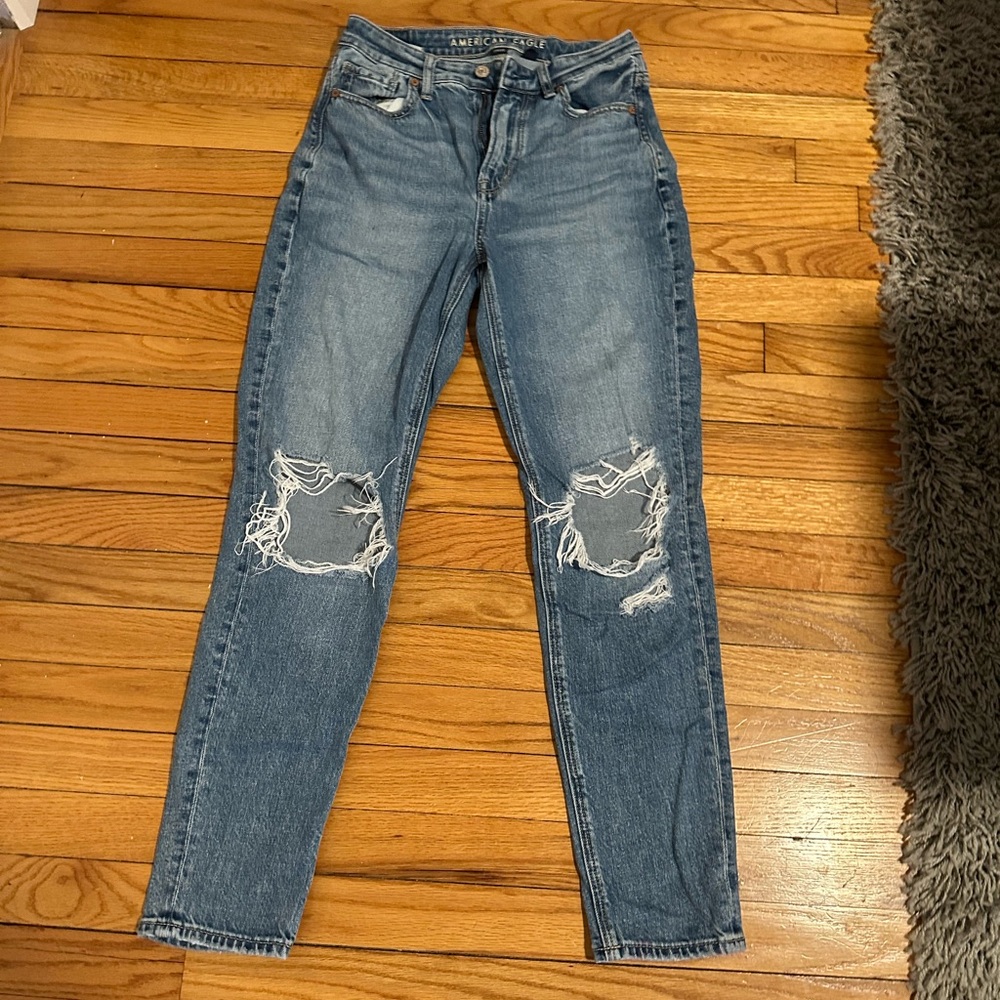 American Eagle Outfitters Ripped Blue Mom Jeans